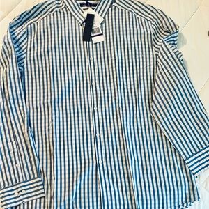 NWT!!Kenneth Cole Men's Blue & White Striped Shirt